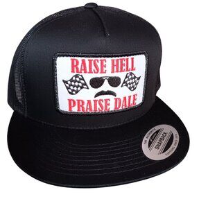 New Vtg Y2K Raise Hell Praise Dale Black Snapback Hat With Mesh Back